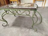 an image of a table with a glass top and a metal frame