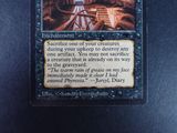 a close up of a card with a picture of a person in a room