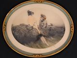 a picture of two women sitting on a rock in the water