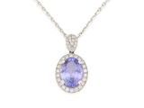a tanzanite and diamond pendant on a chain