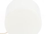 a close up of a white light bulb on a white surface