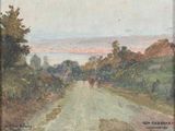 une image représentant un tableau représentant une route de campagne, dans un cadre en bois
