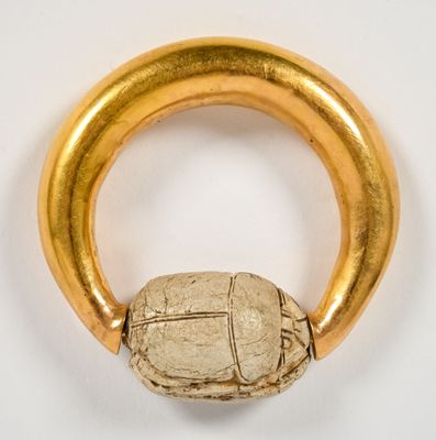 an image of a gold ring with a scarveil inside of it