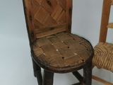 a chair and a chair made out of wood and wicker