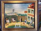 une photo d'un tableau représentant des personnes dans une ville