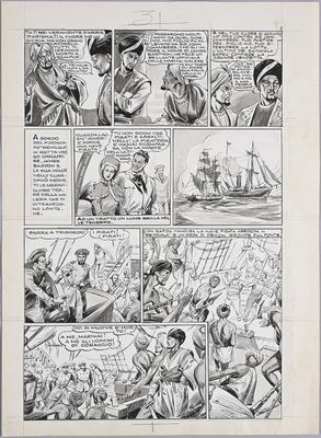 a black and white comic strip with a cartoon of a man on a boat