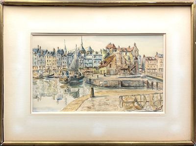 G. HERSENT (XXe) Vue de Honfleur Aquarelle sur papier signée…