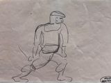dessin représentant un homme en tenue de baseball tenant une batte de baseball