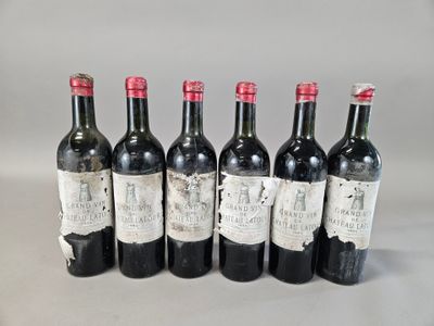 six bouteilles de vin alignées sur une table
