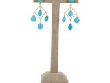 a pair of earrings with turquoise stones hanging from them