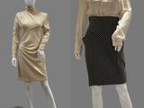 two mannequins dressed in different styles of clothing on a mannequin