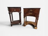 paire de tables de chevet anciennes avec plateau en marbre et pieds en bois