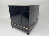 an image of a black and gold box with two doors
