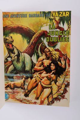 la couverture d'un magazine sur laquelle figure une femme avec un dinosaure en arrière-plan