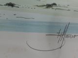 a picture of a drawing of a man on the beach