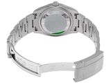 a close up of a watch on a bracelet with a white background