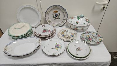 a table with a lot of plates and bowls on it