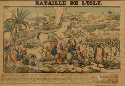une photo d'un tableau représentant une bataille entre deux hommes