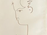 dessin représentant un homme avec un oiseau sur la tête et une étoile au-dessus de la tête