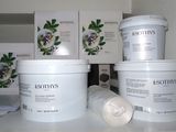 three buckets of food sitting on a shelf next to each other