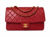 chanel red quilted lambskin flap bag