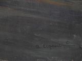 an oil painting of a man in a boat on the water