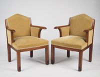 Paire de bergères Art Déco en acajou et placage d'acajou, él… (photo 2)