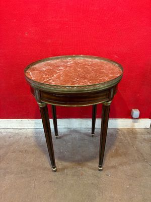 Table bouillotte de style Louis XVI en placage d'acajou, pla… - Photo 1
