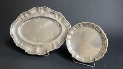 Petit plateau ovale et petite coupe chantournés à filets en …