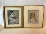 deux photos encadrées représentant une femme en robe et une femme portant un chapeau