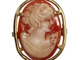 an image of a woman ' s profile in a cameo broochle