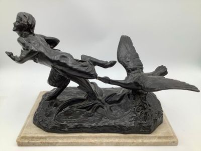 SEIFERT Victor (1870-1953), bronze représentant un faune ave…