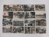 several old photographs of people and horses in a field with a horse drawn carriage