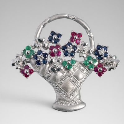 Panier tutti frutti En or gris 18K (750) figurant une gerbe …