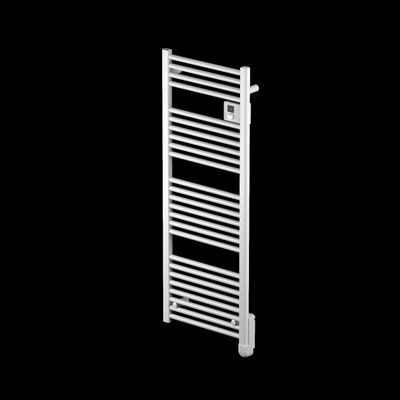 un gros plan d'un porte-serviettes blanc sur fond noir