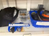 many items that are sitting on a shelf in the kitchen