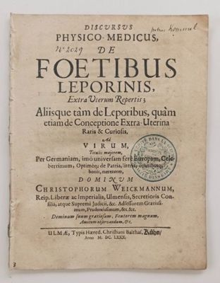 (Gynècologie) WEICKEMANNUM (Chr) Discursus Physico-Medicus. …