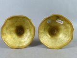 pair of chinese yellow glazed vases with floral decoration