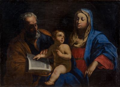 an image of a painting of a man and a woman with a baby