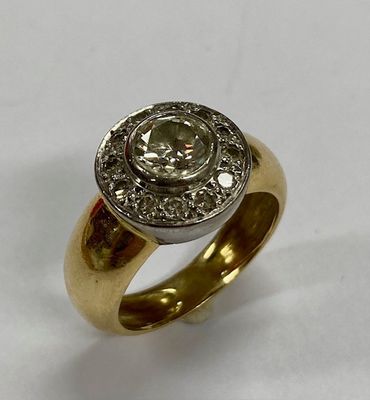 Belle Bague EN OR Jaune ET Blanc Sertissant UN Diamant Centr…