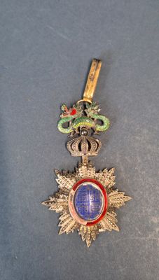 un petit insigne représentant un dragon, posé sur une table