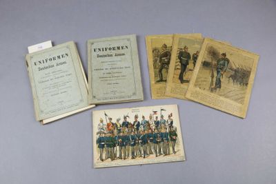 several old military postcards of men and women in uniforms