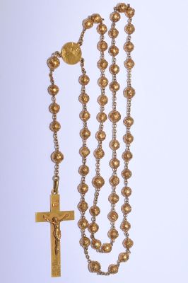 Important et rare CHAPELET en or, les boules à décor de fleu… - Photo 1