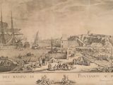 drawing of a view of a city with a lot of buildings