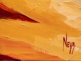 an oil painting of an orange and yellow sunset with a red sky