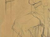 une image représentant le dessin d'une femme assise à une table