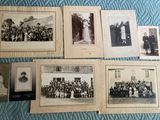 several old black and white photographs of people in formal clothes