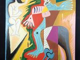 une image représentant un tableau où l'on voit un homme à cheval aux côtés d'une femme à cheval