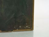 a blackboard on a white table with a brown frame