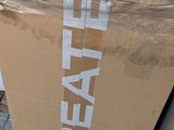 a cardboard box sitting on top of a metal rack